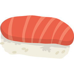 Salmon Nigiri Sushi With White Rice and Orange Salmon Top On Transparent Background