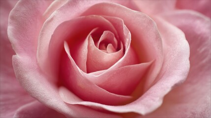 Soft pink rose petals form a perfect spiral capturing the essence of natures gentle beauty.