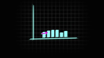 Animated teal bars chart data visualization neon hud interface 4k motion graphics. Teal data visualization animation neon glowing bars chart futuristic 4k seamless. - Powered by Adobe