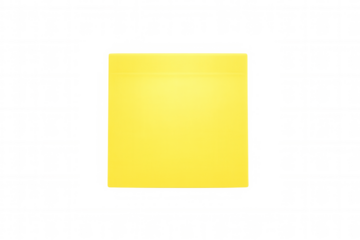 Yellow blank sticky note with adhesive strip, providing space for important memo messages, on transparent background