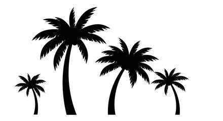 Palm Tree Silhouette Vector – Tropical Coconut Tree Icons for Beach and Summer Design