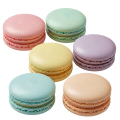 Obraz premium Pastel French Macarons Assortment Isolated on Transparent PNG for Bakery, Dessert Menus, and Food Styling Projects