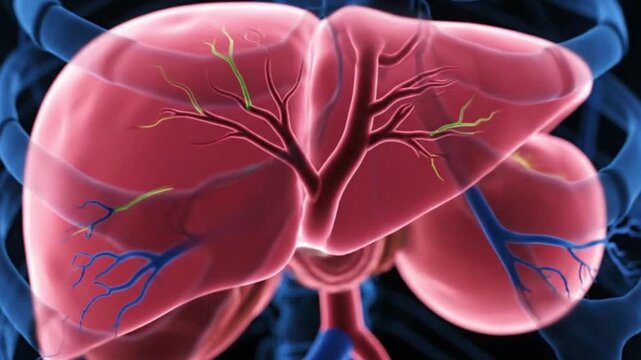 Human Liver Anatomy 3D Medical Visualization Organ Detail Body Systems Biology Education Health Science Medicine Organs