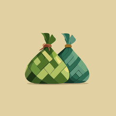 Happy Eid ketupat art vector