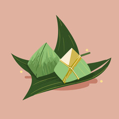 Green woven parcel ketupat art