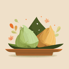 Handmade woven ketupat illustration