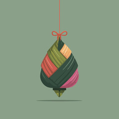 Green woven pack ketupat art