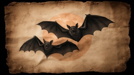 Bats in Flight over a Vintage Textured Background
