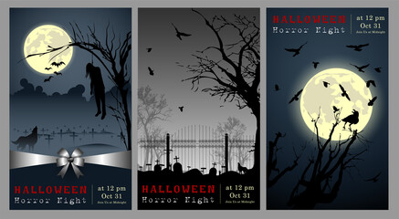 Set of  Halloween Multi Template Vector for poster, name card, cover, thrumpnail profile,  social...