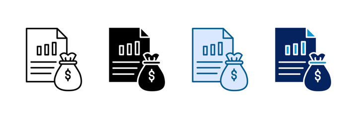 Revenue Report Icon Set Multiple Style Collection