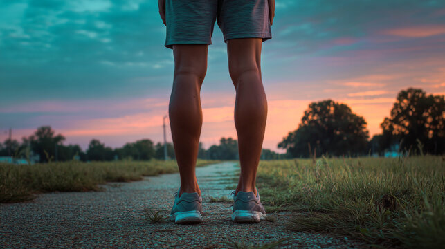 Runner legs from behind at dawn