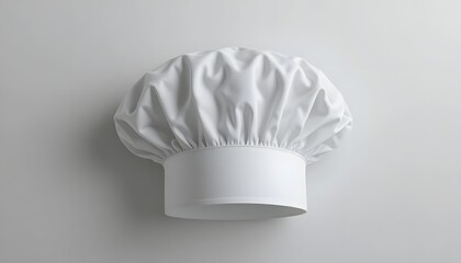 Professional white chef's toque hat presented on a clean, neutral studio background, symbolizing culinary excellence and kitchen mastery for hospitality projects.