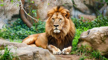 Lion resting in natural habitat