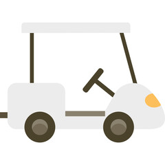 Simple White Golf Cart with Gray Accents on Transparent Background Clean Vector Illustration