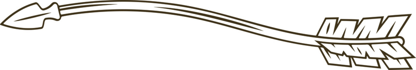 A Stylized Arrow Emblem with a Wavy Shaft and Feathered Tail Isolated on a Transparent Background