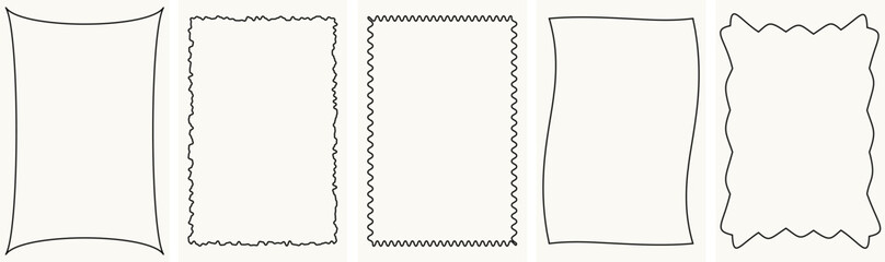 Abstract Hand Drawn Rectangle Frames – Wavy & Curvy Borders for Digital Design