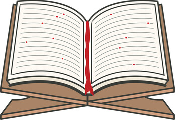 An Open Religious Book With Red Dots Placed On A Wooden Stand With A Transparent Background Illustrating Islamic Teachings And Holy Scriptures