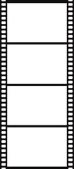 Blank Black And White Filmstrip With Four Empty Frames And Perforated Edges
