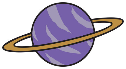 Cartoon Planet With Purple Hues And Brown Ring Sticker Pack Transparent Background