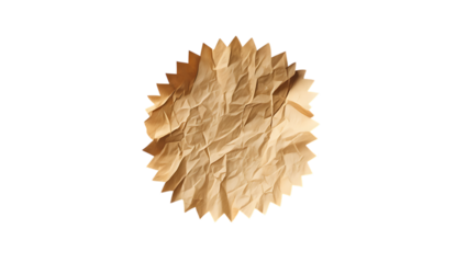 Distressed paper seal with wrinkled texture isolated on transparent background