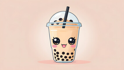 Cuteness Overload Detailed Illustration of Two Cheerful Kawaii Bubble Tea Mascots