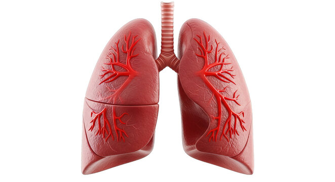 A pair of human lungs isolated on transparent background