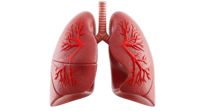 A pair of human lungs isolated on transparent background
