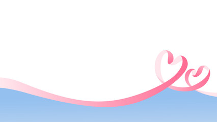 ハート型のリボンのデコレーションフレーム、16:9サイズ