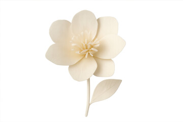 Obraz premium Handcrafted beige paper flower cutout on transparent background