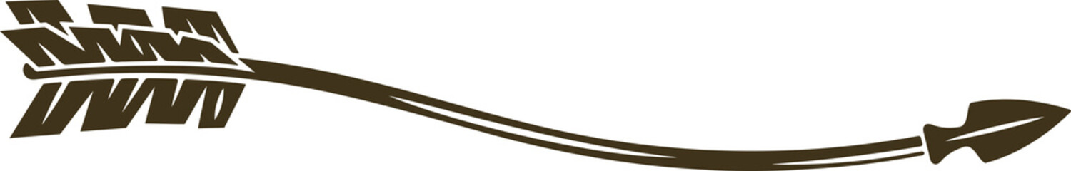 Ornate Brown Arrow Icon With Feathers and Pointed Tip Isolated on White Background with Transparent Background