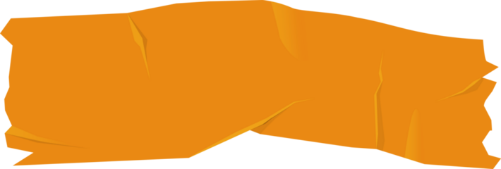 Orange Tape Sticker Fragment with Folded Edges and Realistic Texture Isolated on White Background Detailed Adhesive Piece