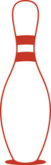 Red Outline Bowling Pin With White Stripes On A Transparent Background Sports Icon Graphic