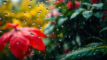 rain drops on red leaf