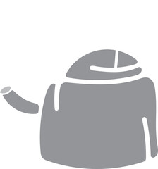 Obraz premium Simple Gray Teapot Graphic Element For Camping And Outdoor Activities Representing Warm Beverages And Kitchenware On Transparent Background