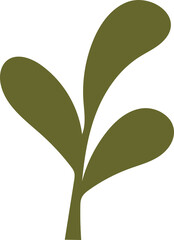 Simple Green Leaf Plant Stem Vector Illustration Isolated On White Background Natural Element Botanical Growth Organic Shape Simple Minimalist Design
