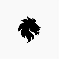 Minimalist vector graphic of a majestic lion head profile with a stylized mane, symbolizing courage and royalty as a powerful logo or icon