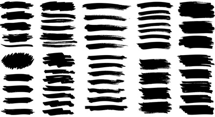 Naklejka premium Collection of black ink brush strokes for artistic design elements
