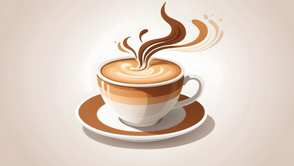 The Art of Coffee Beautiful Latte Art Design Rendered in a Clean and Classic Vector Style