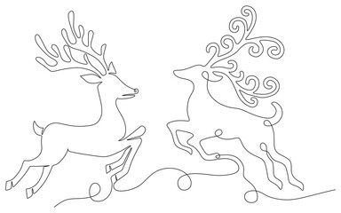 continuous line of two deer