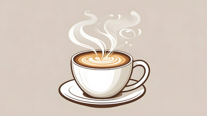 Warmth in a Mug Close-Up Vector of a Steaming Cappuccino or Latte with Gradient Layers