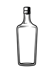 Hand drawn sketch of an empty clear glass liquor bottle