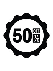 Fifty percent off sale discount badge sticker icon