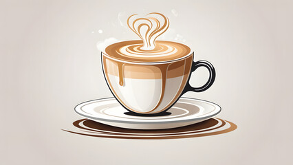 Perfect Morning Brew Stylized Illustration of a Hot Coffee Drink with Layered Milk and Espresso