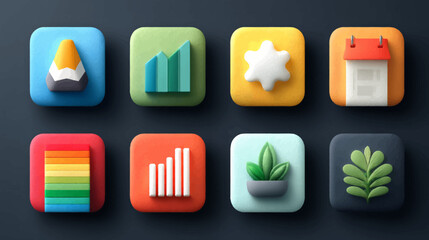 Vector Icon Set of Business and Growth Elements in Modern Flat Style with Bright Colors for Digital Marketing and Data Visualization