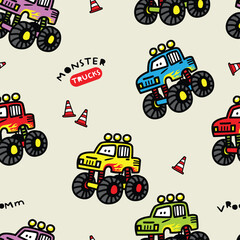 Monster Truck Seamless Pattern for Kids  © atap