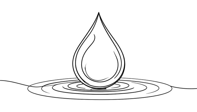 Water Drop Ripple - Minimalist Line Art Illustration.