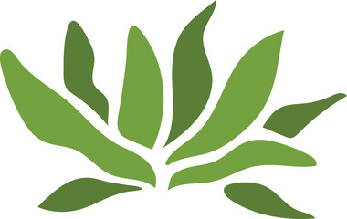 Stylized Green Leafy Plant Graphic Design With Transparent Background Represents Nature And Growth