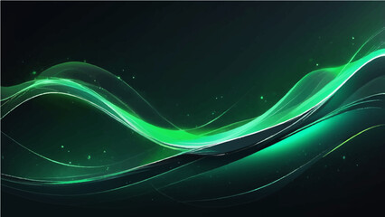 Abstract green and blue vector wave illustration with a dynamic flow design and subtle light effect
