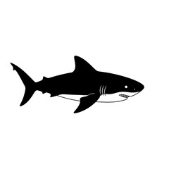 Bold silhouette of a great white shark swimming majestic oceanic predator design