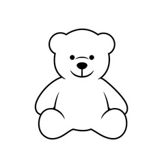 Simple line drawing of a cute teddy bear for children's designs and crafts